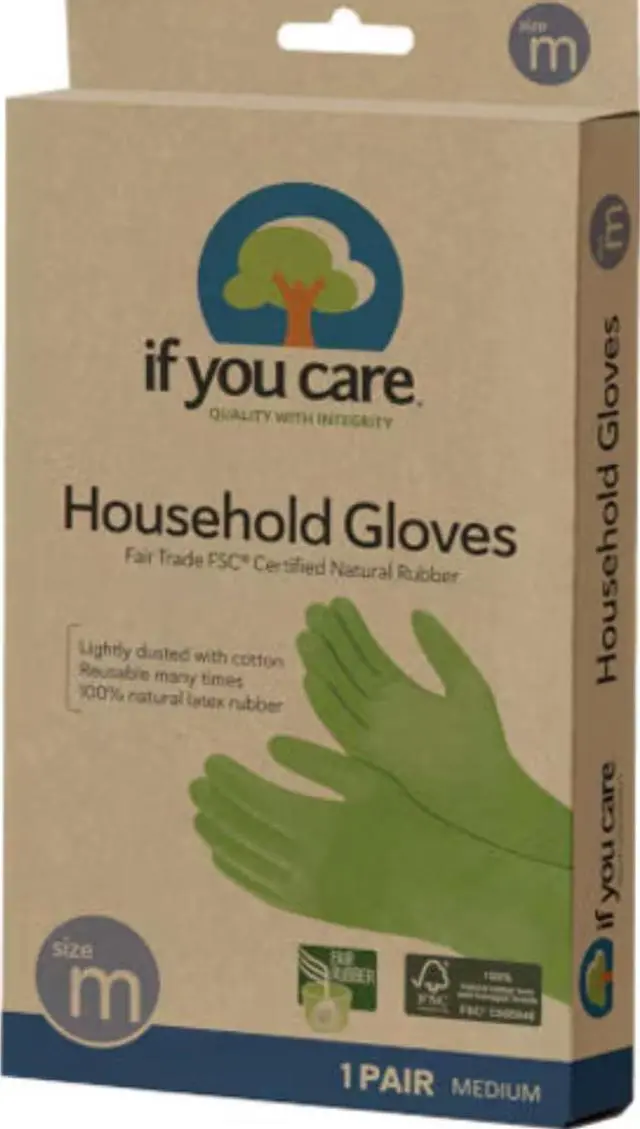 Main image of Medium Cotton Flock Lined Household Gloves Durable, Reusable, Fair Trade Rubber 1 Pair