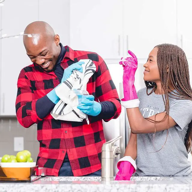 Alt view image 6 of 7 - Living Reuseable Rubber Cleaning Gloves, Premium Protection (Large, Pairs - 2) Color may vary