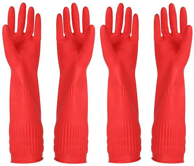 Main image of Rubber Cleaning Gloves Kitchen Dishwashing Glove 2-Pairs And Cleaning Cloth 2-Pack,Waterproof Reuseable.(Small)