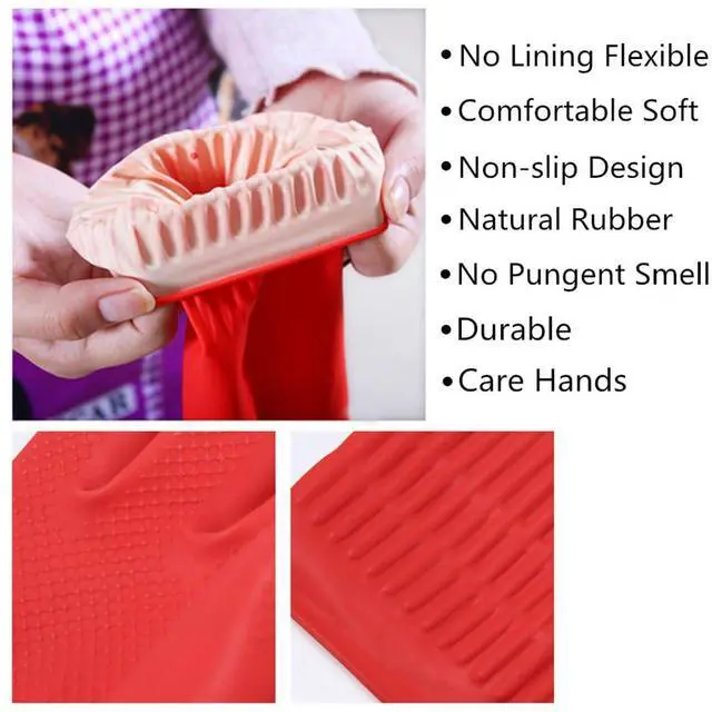 Alt view image 3 of 7 - Rubber Cleaning Gloves Kitchen Dishwashing Glove 2-Pairs And Cleaning Cloth 2-Pack,Waterproof Reuseable.(Small)