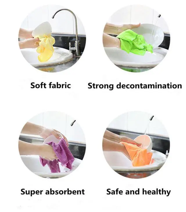 Alt view image 6 of 7 - Rubber Cleaning Gloves Kitchen Dishwashing Glove 2-Pairs And Cleaning Cloth 2-Pack,Waterproof Reuseable.(Small)