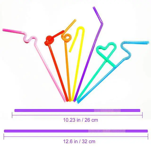 Alt view image 2 of 7 - 200 Pcs Colorful Plastic Long Flexible Straws | 0.23" Diameter x 10.2" Long, Bendable, For Parties, Daily Use