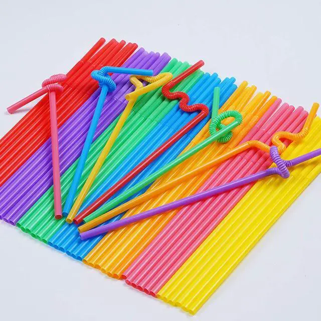 Alt view image 4 of 7 - 200 Pcs Colorful Plastic Long Flexible Straws | 0.23" Diameter x 10.2" Long, Bendable, For Parties, Daily Use