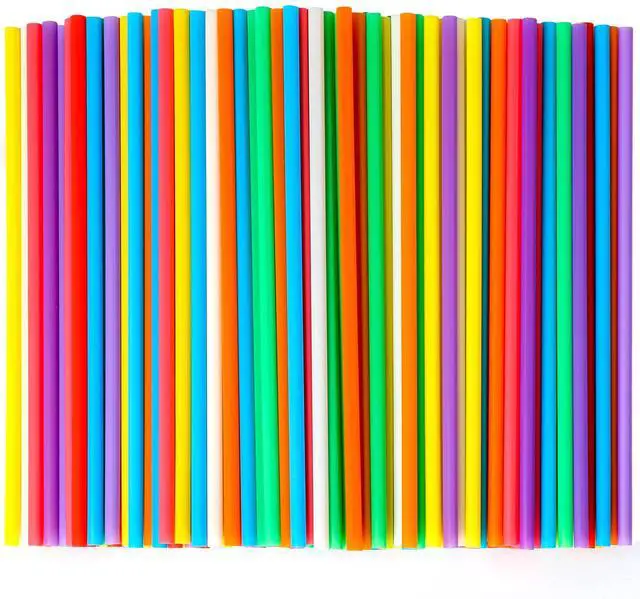 Main image of 500 Pcs Colorful Disposable Drinking Plastic Straws.(0.23'' diameter and 8.26" long)-8 Colors | 0.23" Diameter x 8.26" Long, For Parties, Events, Daily Use
