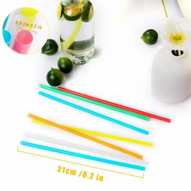 Alt view image 2 of 7 - 500 Pcs Colorful Disposable Drinking Plastic Straws.(0.23'' diameter and 8.26" long)-8 Colors | 0.23" Diameter x 8.26" Long, For Parties, Events, Daily Use