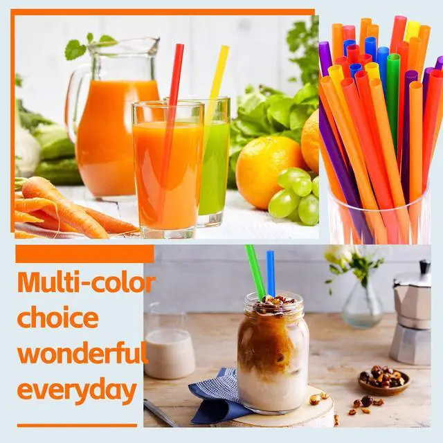 Alt view image 6 of 7 - 100PCS Jumbo Smoothie Straws | (0.4" Diameter X8.3"Long) Colorful Disposable Plastic Large Wide-mouthed Straw