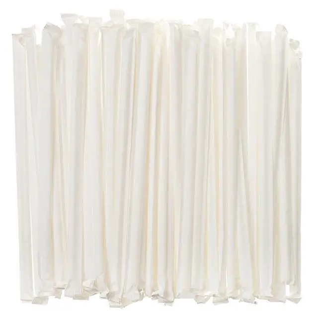 Alt view image 2 of 6 - Bulk Pack of 380 Flexible Plastic Drinking Straws - White, Individually Wrapped, Food-Safe BPA Free, 7.75 Inches Long (1 Box)