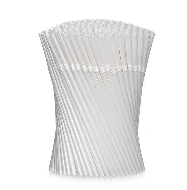 Alt view image 5 of 6 - Bulk Pack of 380 Flexible Plastic Drinking Straws - White, Individually Wrapped, Food-Safe BPA Free, 7.75 Inches Long (1 Box)