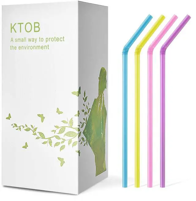 Main image of Biodegradable Flexible Drinking Straws | 200 Count 100% Plant-Based Compostable Colorful Eco Friendly Alternative to Disposable Plastic Straws