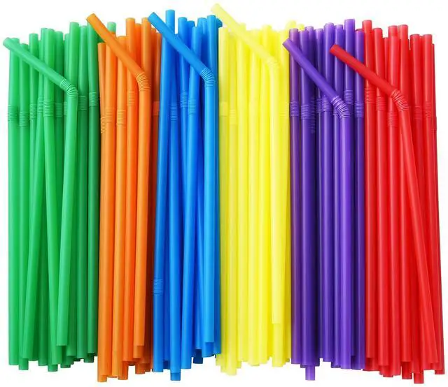 Main image of 500 Pcs Colorful Plastic Flexible Straws, 7.75-inch Bendy Straws | 6 Assorted Colors, 0.23 in Diameter BPA Free Disposable Bendable Straws for Cold or Warm Drinks, Parties, Cafes and Daily Use