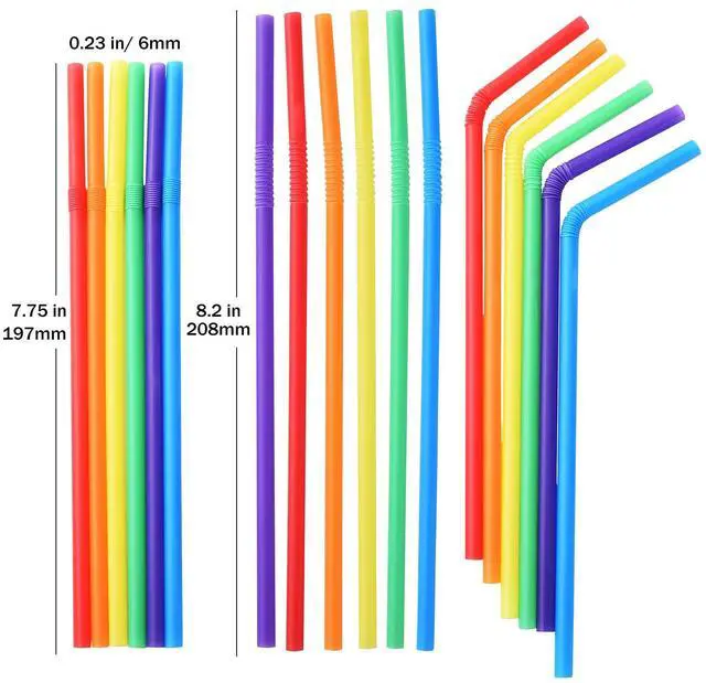 Alt view image 2 of 7 - 500 Pcs Colorful Plastic Flexible Straws, 7.75-inch Bendy Straws | 6 Assorted Colors, 0.23 in Diameter BPA Free Disposable Bendable Straws for Cold or Warm Drinks, Parties, Cafes and Daily Use