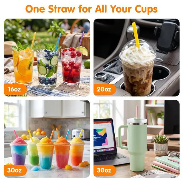 Alt view image 2 of 7 - 10.3" Jumbo Smoothie & Milkshake Disposable Straws, 120 Pack Colorful | 0.4" Wide Food-Grade BPA-Free Plastic Straws for Thick Smoothies, Milkshakes, Iced Coffee, Bubble Tea & 16-32oz Tumblers