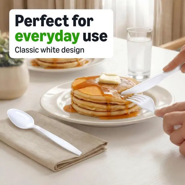 Alt view image 2 of 5 - Disposable Everyday White Forks & Spoons, 100 Count