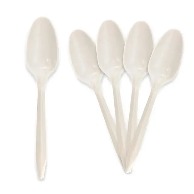 Alt view image 2 of 6 - Medium Weight Disposable Plastic Teaspoons,White,Bulk Pack,1000 Count