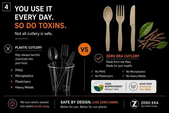 Alt view image 4 of 7 - Compostable & Biodegradable Disposable Spoon, 10 Count | Plastic-Free Plant-Based Tea Fiber Cutlery | Eco-Friendly | No PFAS | No Microplastics | USDA BioPreferred Certified | Made in Taiwan