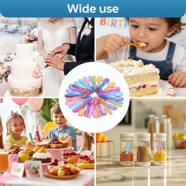 Alt view image 2 of 6 - 200pcs Mini Tasting Spoons for Desserts,Disposable Colorful Plastic Spoons | 3 Inch Sample Spoons for Ice Cream,Jelly&Yogurt,Suitable for Party,Seasonings Repackage,Tasting Supplies(5 Colors)