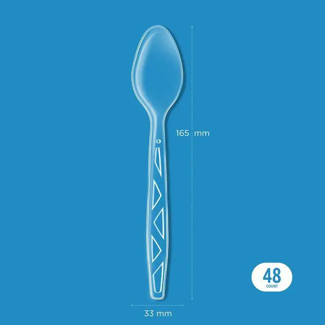 Alt view image 3 of 5 - Disposable Clear Plastic Spoons, Premium Quality, Party Supply for Events, Dinners, Picnics and Family Gatherings, 48 Count
