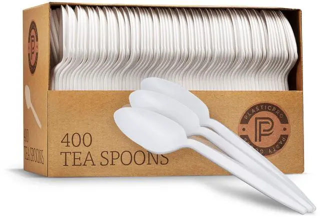 Main image of Cutlery 400 Mediumweight White Disposable Plastic Tea Spoons