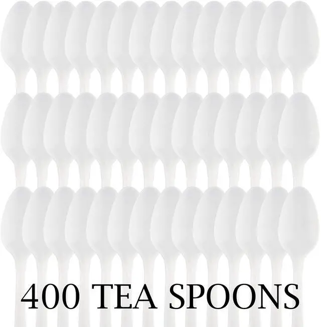 Alt view image 5 of 7 - Cutlery 400 Mediumweight White Disposable Plastic Tea Spoons