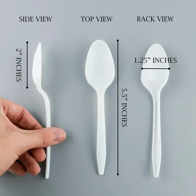 Alt view image 6 of 7 - Cutlery 400 Mediumweight White Disposable Plastic Tea Spoons