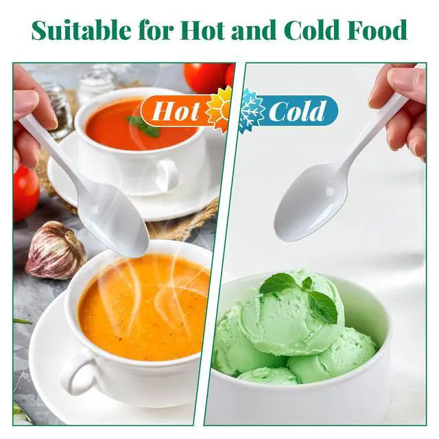 Alt view image 5 of 7 - 1000 Pack Plastic Teaspoons White, Disposable Spoons Bulk, Heat Resistant Disposable Spoons for Take out Restaurants, Family Gatherings, Outdoor Activities