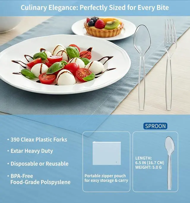 Alt view image 3 of 7 - 390 Count Disposable Clear Plastic Spoon Heavy Duty,6.5 Inch,Bulk | Premium Quality, BPA-Free,Heat Resistant, Transparent, Crystal, for Everyday Use, Party Supply, Events,Wedding, Restaurant