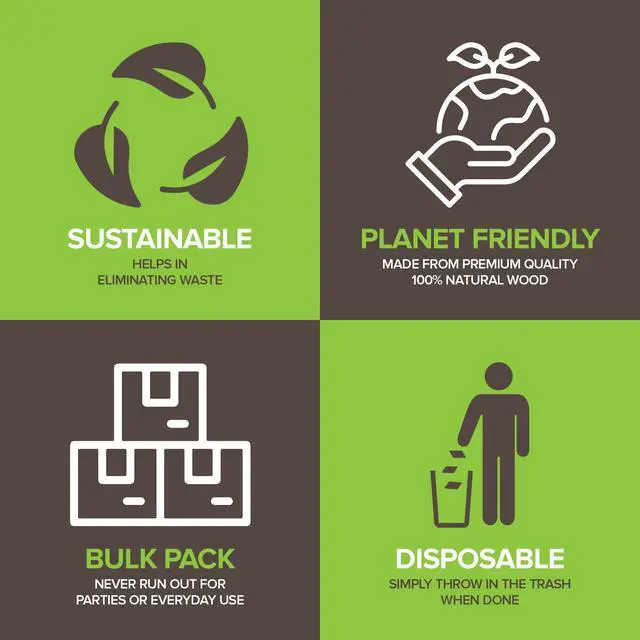 Alt view image 4 of 7 - 100% Wooden Disposable Spoons, (100 Count) Planet Friendly Utensils, Compostable Cutlery Spoons For Parties, Concession stands And Hosting
