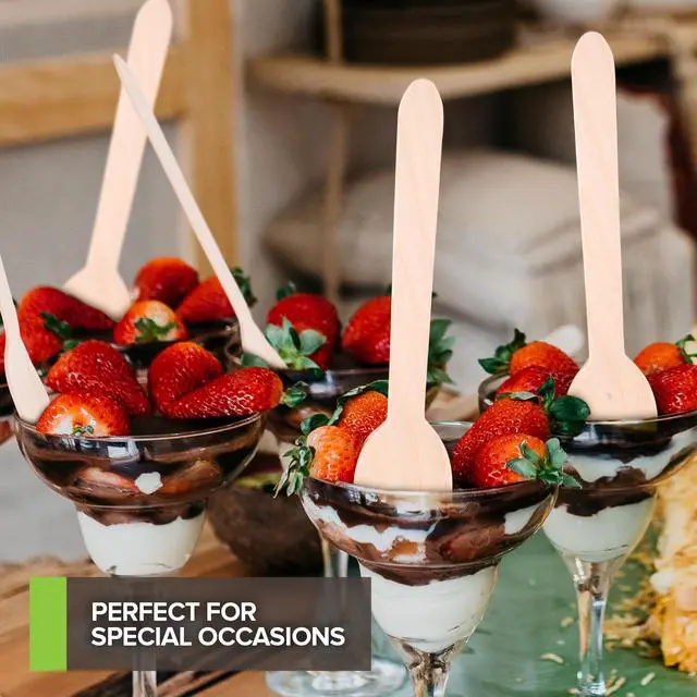 Alt view image 6 of 7 - 100% Wooden Disposable Spoons, (100 Count) Planet Friendly Utensils, Compostable Cutlery Spoons For Parties, Concession stands And Hosting