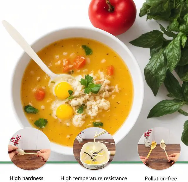 Alt view image 2 of 7 - Eco-Friendly 100 Pack Cornstarch Soup Spoons, Ivory Large Capacity 5.3" Disposable Spoons for Hot Soup Milk Shake Salad etc.