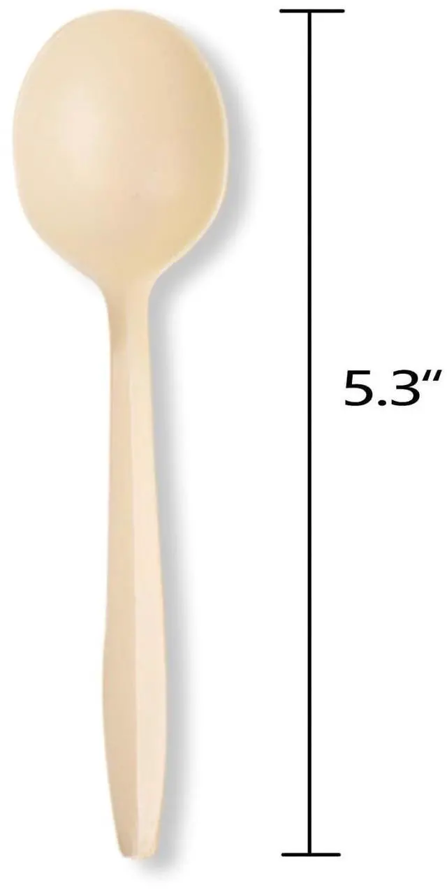Alt view image 5 of 7 - Eco-Friendly 100 Pack Cornstarch Soup Spoons, Ivory Large Capacity 5.3" Disposable Spoons for Hot Soup Milk Shake Salad etc.