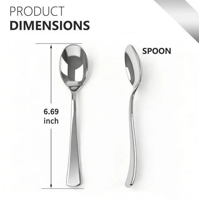 Alt view image 2 of 7 - 180 Count Silver Plastic Spoons Heavy Duty, Disposable, BPA-Free, Solid and Durable Premium Plastic Silverware Disposable Spoons for Party Wedding Baby Shower