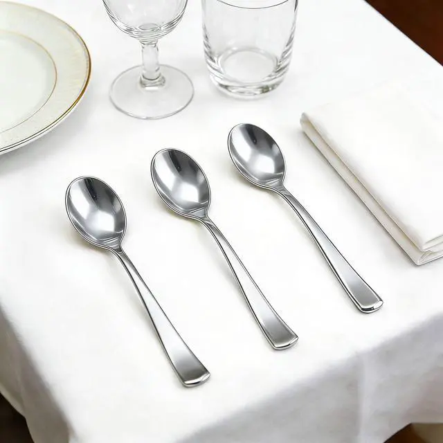 Alt view image 7 of 7 - 180 Count Silver Plastic Spoons Heavy Duty, Disposable, BPA-Free, Solid and Durable Premium Plastic Silverware Disposable Spoons for Party Wedding Baby Shower