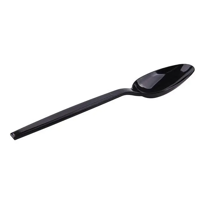 Alt view image 6 of 7 - Plastic Spoons Disposable Individually Packaged Spoons Black 7-Inch Commercial Take Away,Super Hard Mass Heavy Individually Wrapped 100 PCS