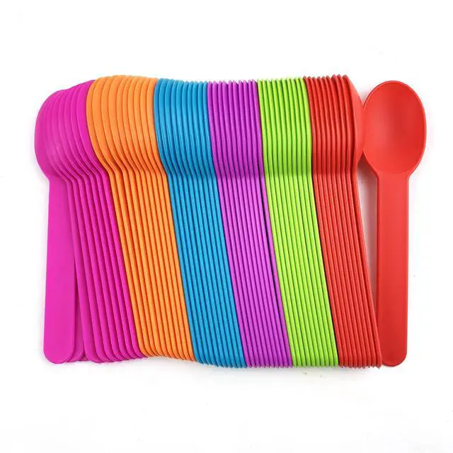 Main image of 50PCS Premium Plastic Spoons, 5.9" Ice Cream & Dessert Spoon Random 5 Colors