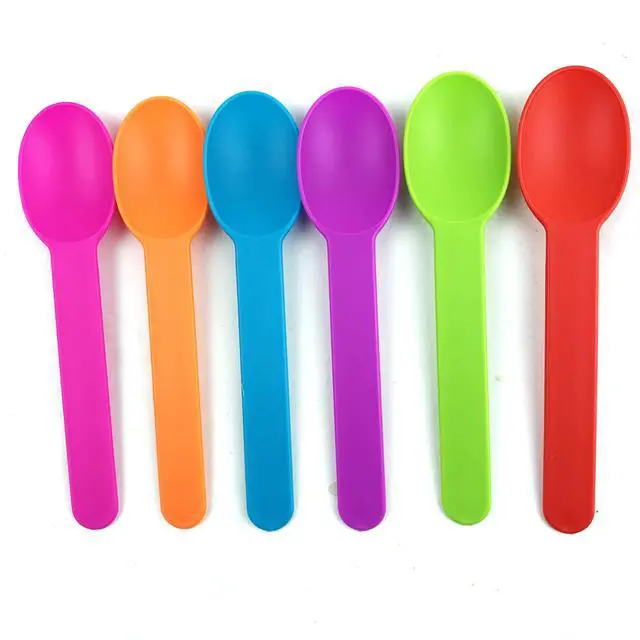 Alt view image 2 of 6 - 50PCS Premium Plastic Spoons, 5.9" Ice Cream & Dessert Spoon Random 5 Colors