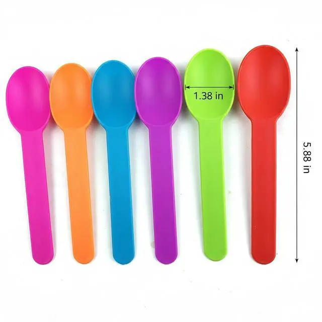 Alt view image 4 of 6 - 50PCS Premium Plastic Spoons, 5.9" Ice Cream & Dessert Spoon Random 5 Colors