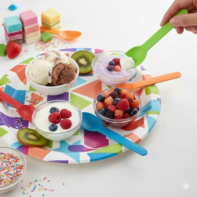 Alt view image 5 of 6 - 50PCS Premium Plastic Spoons, 5.9" Ice Cream & Dessert Spoon Random 5 Colors