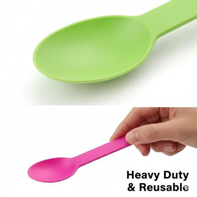 Alt view image 6 of 6 - 50PCS Premium Plastic Spoons, 5.9" Ice Cream & Dessert Spoon Random 5 Colors