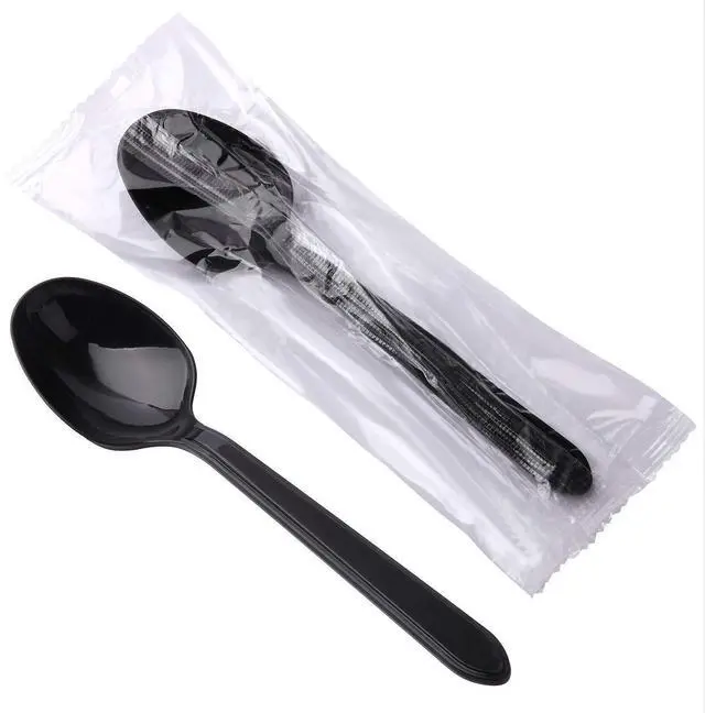 Main image of Plastic Spoons Individually Wrapped, 100pcs Heavy Duty Disposable Spoons Bulk - Ideal for Parties, Restaurants, Travel & Takeout