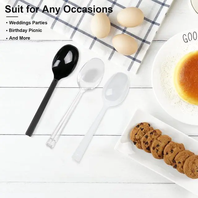 Alt view image 6 of 6 - Plastic Spoons Individually Wrapped, 100pcs Heavy Duty Disposable Spoons Bulk - Ideal for Parties, Restaurants, Travel & Takeout