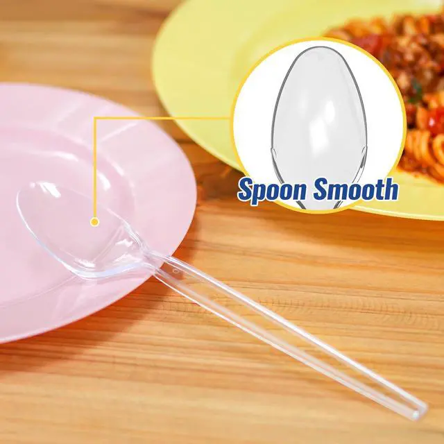Alt view image 4 of 7 - 7.1" Plastic Spoons Heavy Duty Disposable Teaspoons, Clear (100 Count)