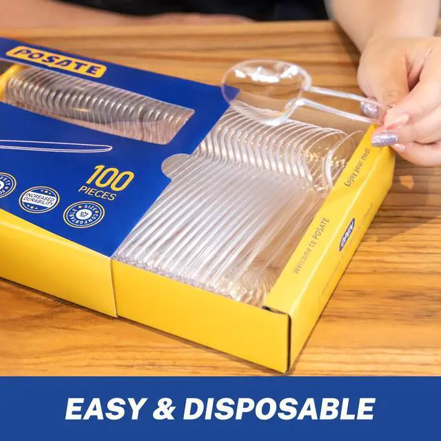 Alt view image 5 of 7 - 7.1" Plastic Spoons Heavy Duty Disposable Teaspoons, Clear (100 Count)