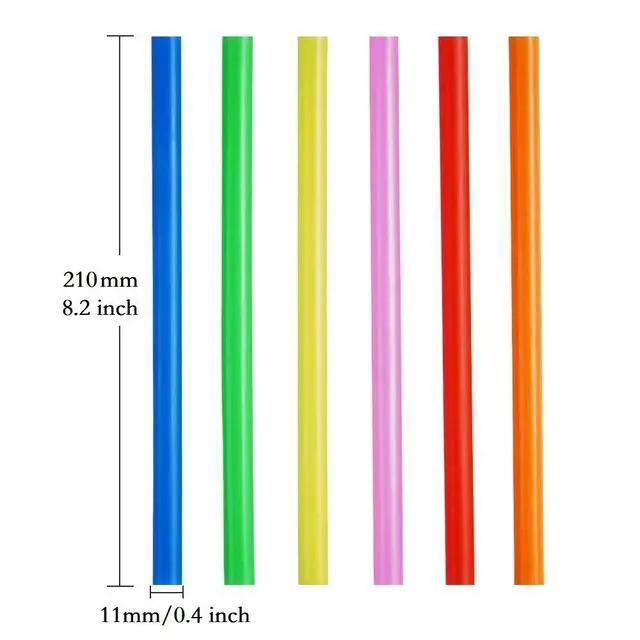 Alt view image 2 of 7 - 100 Pcs Jumbo Smoothie Straws, Colorful Disposable Wide-Mouth | Large Plastic Straws for Bubble Tea, Milkshakes, Thick Drinks