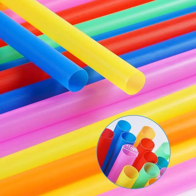 Alt view image 3 of 7 - 100 Pcs Jumbo Smoothie Straws, Colorful Disposable Wide-Mouth | Large Plastic Straws for Bubble Tea, Milkshakes, Thick Drinks