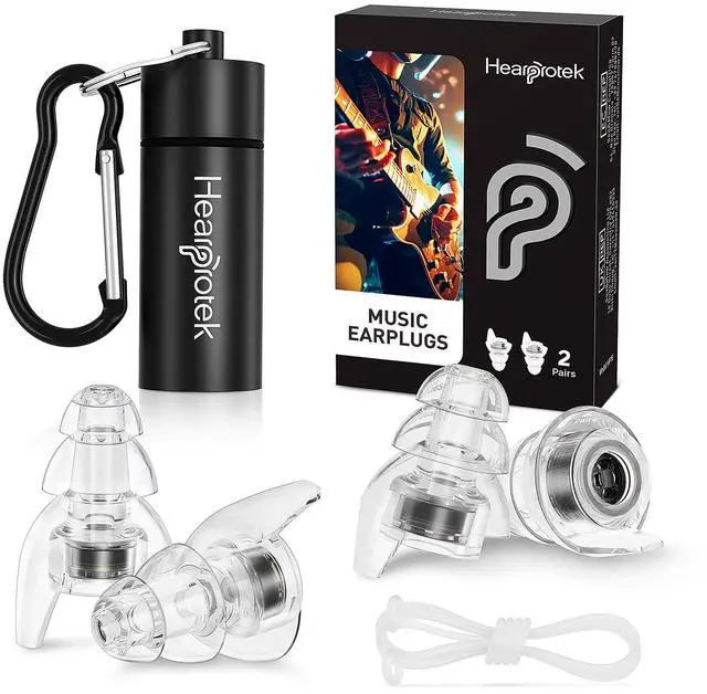 Main image of Concert Ear Plugs, 2Pairs Reusable high Fidelity Musician Ear Plugs for Concerts Loud Music-Noise Reduction Ear Protection earplugs for Rave,Festival,Music,Tinnitus Relief