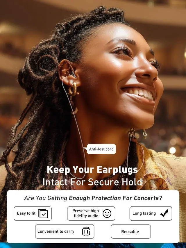 Alt view image 5 of 7 - Concert Ear Plugs, 2Pairs Reusable high Fidelity Musician Ear Plugs for Concerts Loud Music-Noise Reduction Ear Protection earplugs for Rave,Festival,Music,Tinnitus Relief