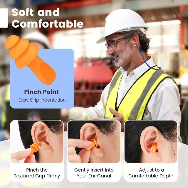 Alt view image 4 of 6 - Ear Plugs for Shooting, Silicone Corded Ear Plugs for Noise Reduction, 10 Pairs with Case for Gun Range, Sleep, Swimming, Motorcycle
