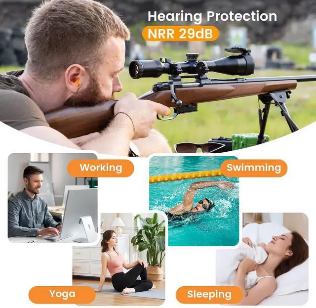 Alt view image 5 of 6 - Ear Plugs for Shooting, Silicone Corded Ear Plugs for Noise Reduction, 10 Pairs with Case for Gun Range, Sleep, Swimming, Motorcycle