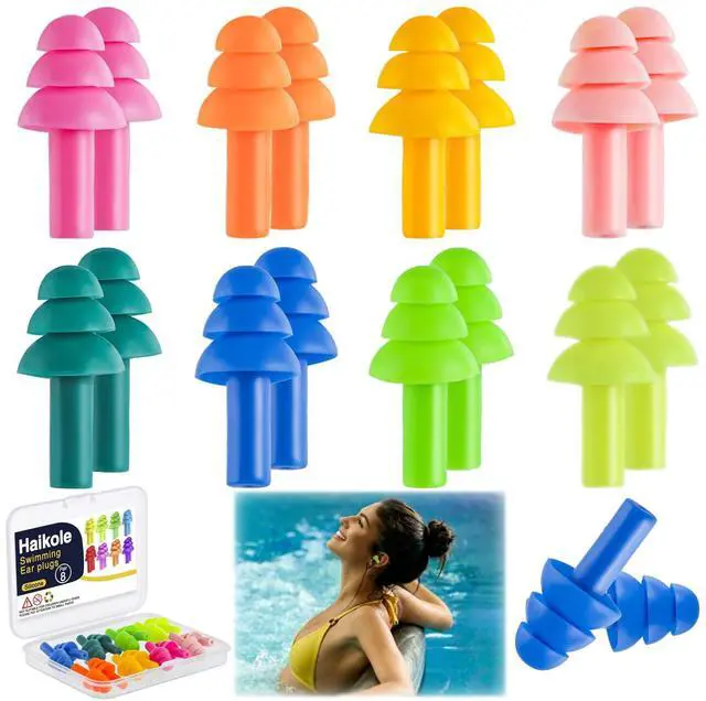 Main image of 8Pairs Silicone Ear Plugs for Swimming Sleeping, Snoring, Work, Concerts,8 Colors Reusable Noise Cancelling EarPlugs with 3-Layer Seal Design (8 Colors)