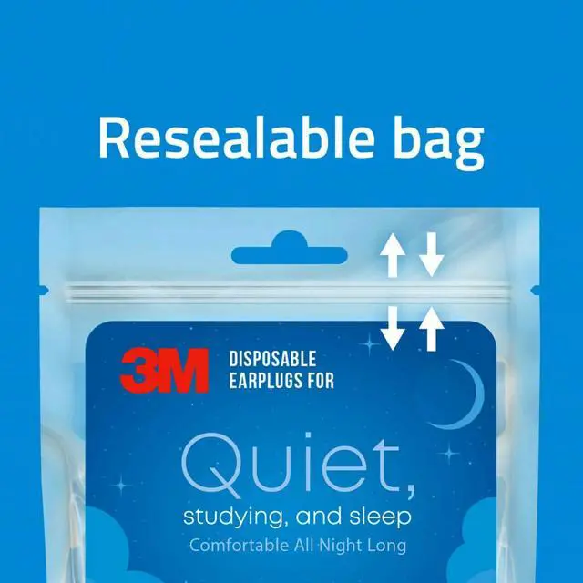Alt view image 5 of 7 - Disposable Earplugs For Quiet, Studying & Sleep, 80 Pairs (160 Plugs), Noise Reduction Rating (NRR) 32 dB, Comfortable All Night Long, Light Blue Ear Plugs, Come In Resealable Bag (EPQS-80B-SIOC)